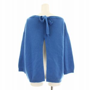 Drawer 6513-106-0359 ニット セーター 七分袖 リボン カシミヤ ウール混 2 青 ブルー /KU