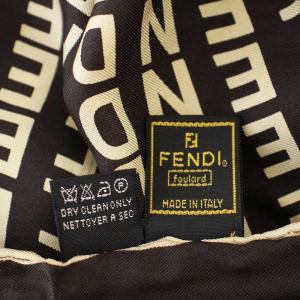 FENDI スカーフ ロゴ シルク 茶 ブラウン /G OH