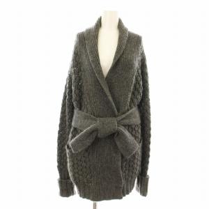 LSH7200 コーディガン コート カーディガン ニット ロング ウール モヘヤ混 I38 グレー /KU