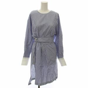 タグ付き ワンピース ひざ丈 ストライプ柄 36 青 12067406001HY /RE