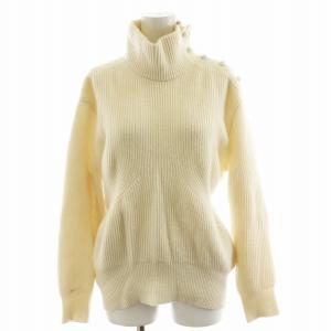 9Gアゼショルダーボタンタートルニット セーター 長袖 ウール カシミヤ混 1 白 ホワイト 6513-105-0892