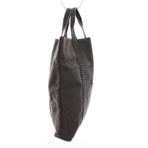 HERMES エールライン カバス トートバッグ キャンバス グレー 黒 /YM D OH