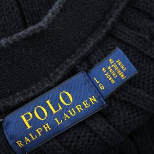 POLO RALPH LAUREN カーディガン ケーブルニット コットン 長袖 L ネイビー 紺 /G