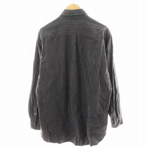Yohji Yamamoto POUR HOMME シャツ 長袖 ストライプ柄 M チャコールグレー /AN27