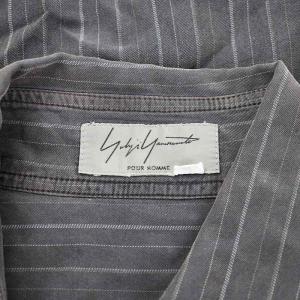 Yohji Yamamoto POUR HOMME シャツ 長袖 ストライプ柄 M チャコールグレー /AN27