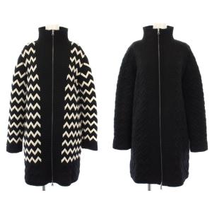 コーディガン コート ジップアップ 総柄 黒 白 /TK