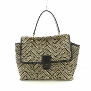 ハンドバッグ ジグザグ ベージュ ブラック /NQ