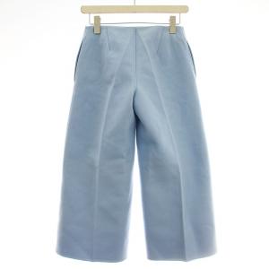 Drawer サキソニー ワイドパンツ 6514-234-0752 ウール パンツ クロップドパンツ 34 水色 ライトブルー