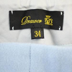 Drawer サキソニー ワイドパンツ 6514-234-0752 ウール パンツ クロップドパンツ 34 水色 ライトブルー