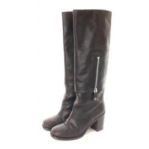 G28475 ロングブーツ レザー ココマーク 38C ダークブラウン