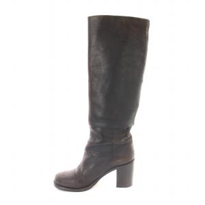 CHANEL G28475 ロングブーツ レザー ココマーク 38C ダークブラウン