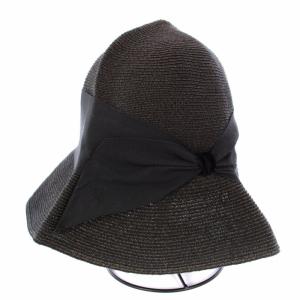 リサコ Risako ペーパーハット キャペリン 帽子 黒 /TK