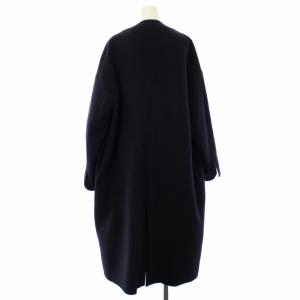 ENFOLD 18AW  ウール ソフトリバー ノーカラーコート アウター 38 ネイビー 300BA230-1930
