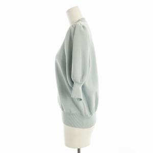 yori コットンパフスリーブ ニットトップス 半袖 F 水色 ライトブルー YR2131-033SP /EE