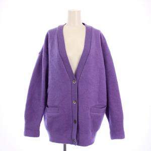 22AW 圧縮ニット カーディガン 長袖 Vネック 厚手 ウール F 紫 YR2235-131AW-2