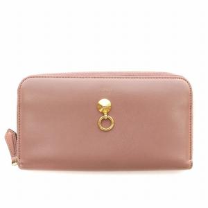 バイザウェイ 長財布 レザー ラウンドファスナー スタッズ ダークピンク /G OH