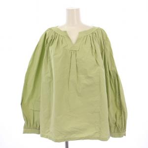 COTTON VOLUME STITCH SHIRT シャツ ブラウス 長袖 スキッパーネック 36 黄緑