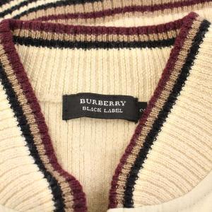 BURBERRY BLACK LABEL ニットジャケット ブルゾン アウター ジップアップ 切替 ロゴ 刺繍 ウール 2 ベージュ /BB
