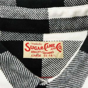 SUGAR CANE ツイルチェックワークシャツ TWILL CHECK WORK SHIRT 長袖 チェック柄 L 白 ホワイト
