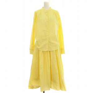 24SS スタンド衿前ふらし後ドッキングシャツワンピース 09WF0241007 ロング 長袖 ワンピース