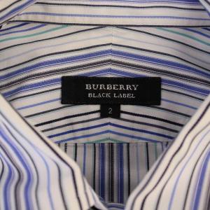 BURBERRY BLACK LABEL シャツ 長袖 ボタンダウン ロゴ刺繍 ストライプ柄 2 マルチカラー BMW08-602-23 /BM