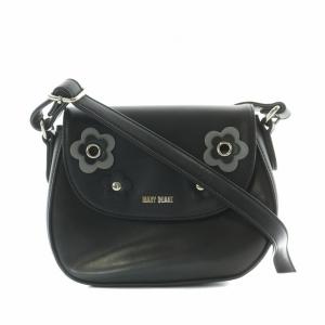 ショルダーバッグ レザー フラワーモチーフ ブラック /NQ