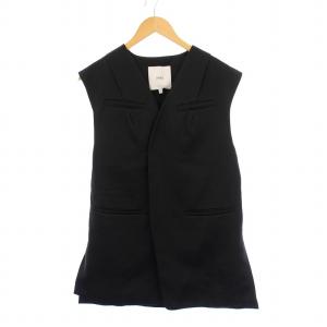 23SS SATIN VEST サテンベスト Vネック 前開き 36 黒 ブラック 522310103401