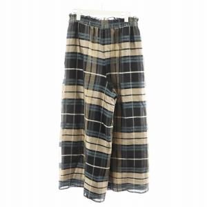 ebure ワイドパンツ チェック柄 シルク 38 ベージュ ブラック 3510600788