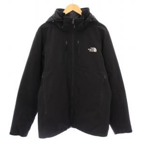 ジャケット アウター ジップアップ フード ロゴ 刺繍 L 黒 ブラック /BB