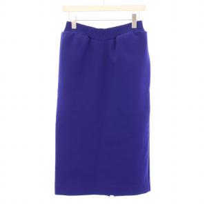 タイトスカート イージー ミモレ ロング ウエストゴム ストレッチ 無地 36 青 ブルー /BB