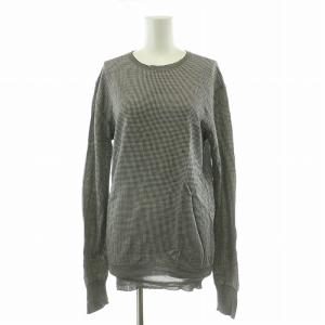 カットソー 長袖 千鳥格子 絹 シルク100％ M グレー 114824.Z6103 /NQ