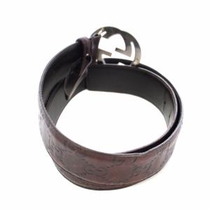 GUCCI グッチシマ インターンロッキング レザー ベルト 85/34 ブラウン 114984 /TK OH
