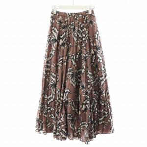 フレアスカート ロング丈 花柄 コットン 36 ピンク 緑 グリーン /AN8