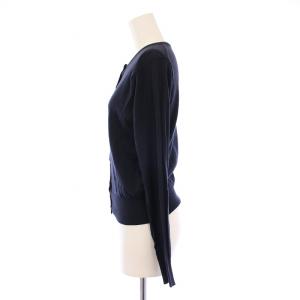 JOHN SMEDLEY martinique ニットカーディガン 長袖 クルーネック 無地 フェイクパール S 紺 ネイビー /BB