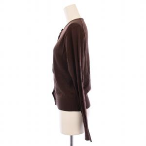 JOHN SMEDLEY martinique ニットカーディガン 長袖 クルーネック 無地 フェイクパール S 茶 ブラウン /BB