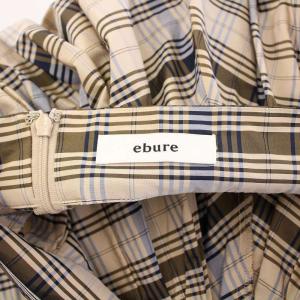ebure フレアスカート ギャザー ミモレ ロング チェック柄 総柄 36 茶 ブラウン ベージュ /BB