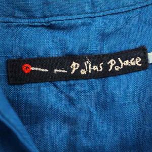 Pal'las Palace リネン シャツワンピース PFOP-0519B 七分袖 ロング 花柄 2 青 ブルー /G