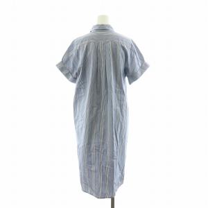 Max Mara シャツワンピース ひざ丈 半袖 ストライプ 40 ブルー /NQ