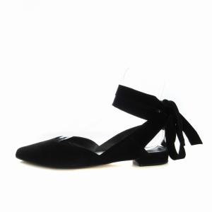 STUART WEITZMAN パンプス レースアップ スエード アーモンドトゥ 8 25cm 黒 ブラック VW07639 /RO