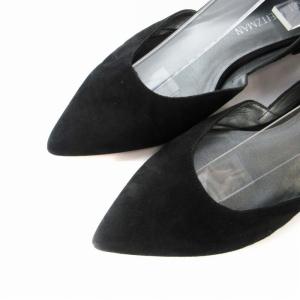 STUART WEITZMAN パンプス レースアップ スエード アーモンドトゥ 8 25cm 黒 ブラック VW07639 /RO