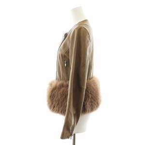 Diagram GRACE CONTINENTAL レザージャケット 革ジャン ノーカラー フォックスファー アウター 36 茶 ブラウン 3730 4083-2