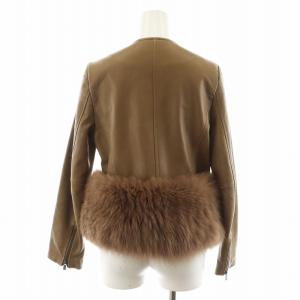 Diagram GRACE CONTINENTAL レザージャケット 革ジャン ノーカラー フォックスファー アウター 36 茶 ブラウン 3730 4083-2