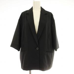 24SS ハーフスリーブジャケット 24010220759020 リネン混 テーラード F 黒 ブラック