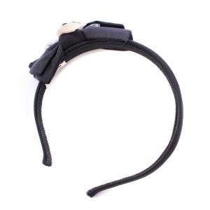 miumiu カチューシャ ヘアバンド ヘッドバンド ヘアアクセサリー ラインストーン リボン 装飾 黒 ブラック /BB