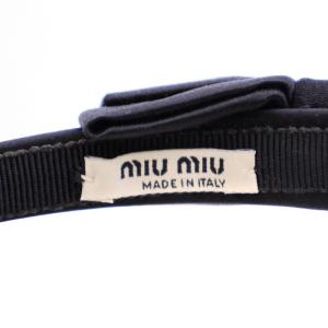 miumiu カチューシャ ヘアバンド ヘッドバンド ヘアアクセサリー ラインストーン リボン 装飾 黒 ブラック /BB