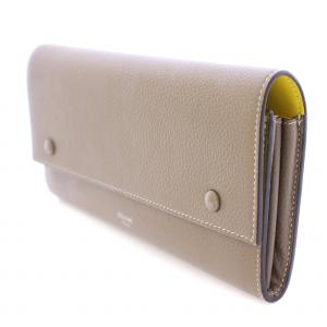 CELINE ラージフラップ マルチファンクション 長財布 ロングウォレット レザー ロゴ グレー /BB OH