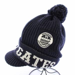 PEARLY GATES つば付きニット帽 キャップ 帽子 ポンポン ロゴ FR ネイビー 053-7187050 /TK