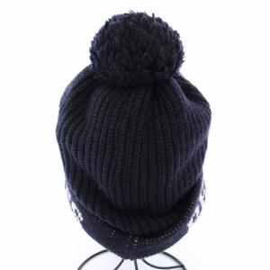 PEARLY GATES つば付きニット帽 キャップ 帽子 ポンポン ロゴ FR ネイビー 053-7187050 /TK