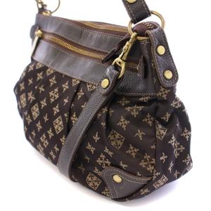 russet 2WAY ハンドバッグ ワンハンドル ショルダーバッグ ナイロン レザー モノグラム 切替 茶 ブラウン