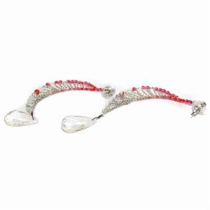 SWAROVSKI ピアス ロング 両耳用 雫モチーフ カラーストーン ビーズ ピンク クリア 白 ホワイト シルバーカラー